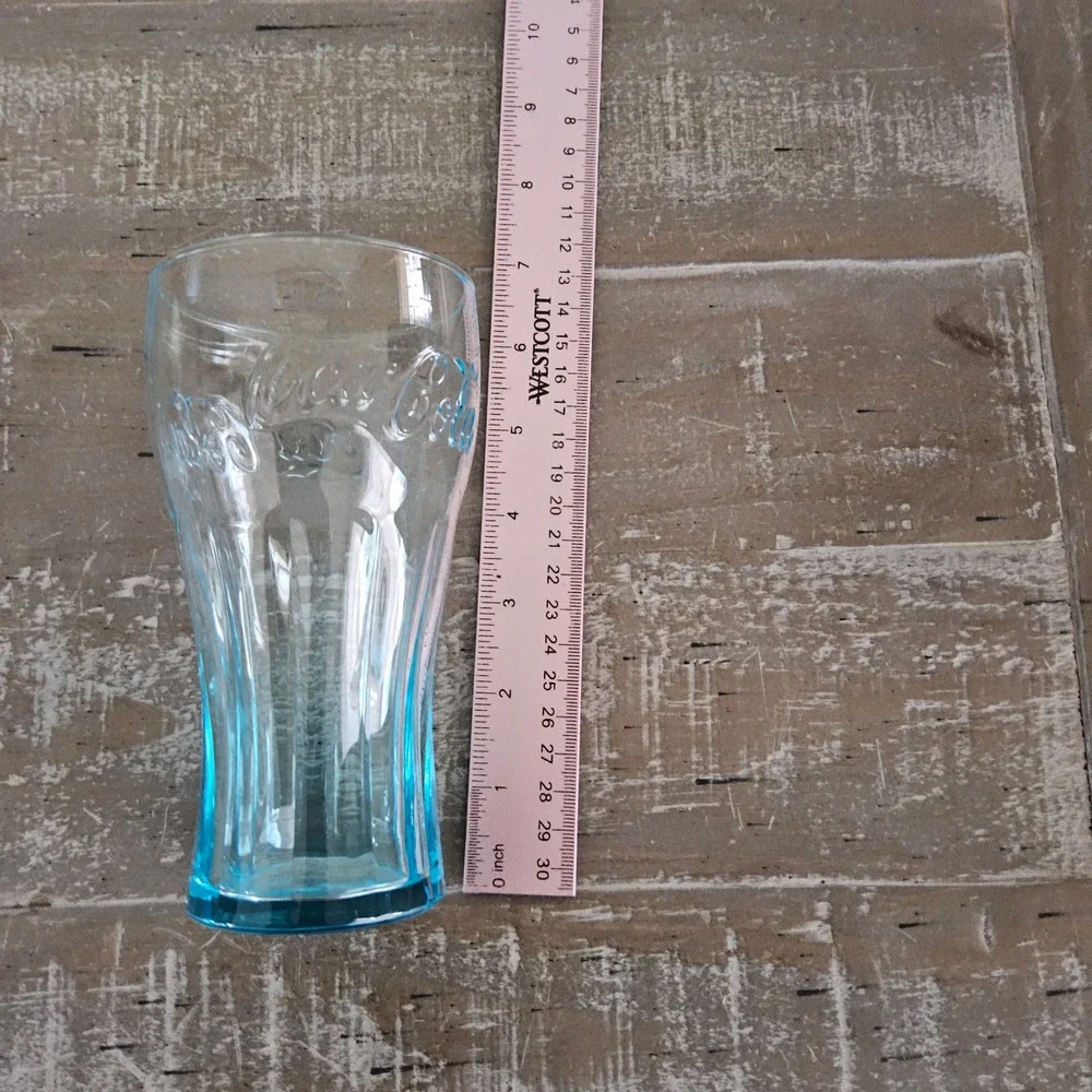 Vintage Coca-Cola Aqua Blue Glass Tumblers Set of 2 Coke Collectible - Picture 6 of 6